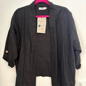 Chic Linen Black Kimono Jacket